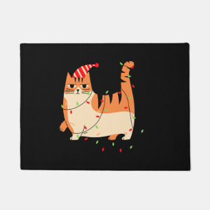 Cat Christmas lights Doormat
