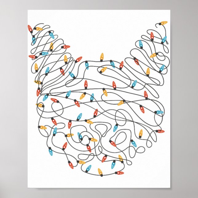 Cat Christmas Lights - Funny Christmas  Poster (Front)