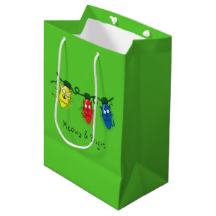 Cat Christmas Lights Funny Meowy and Bright Medium Gift Bag