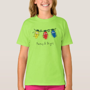 Cat Christmas Lights Funny Meowy and Bright T-Shirt