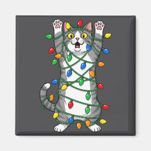 Cat Christmas Lights Funny Xmas Humor Meow Kitten Magnet