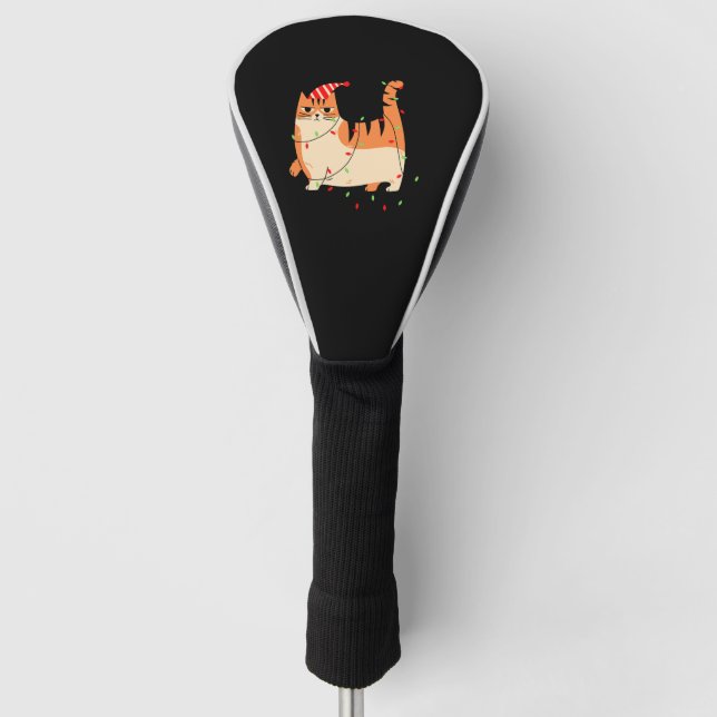 Cat Christmas lights Golf Head Cover (Front)