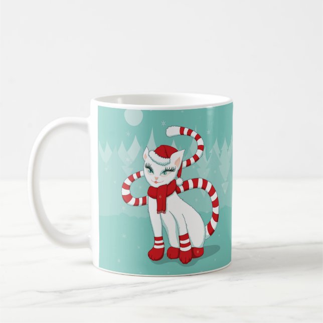 Cat Christmas Mood - Holiday Ready Kitty Coffee Mug (Left)
