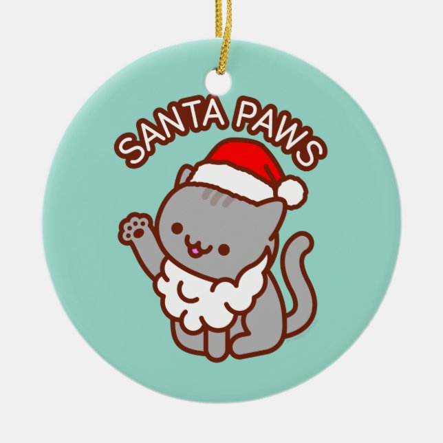 Cat Christmas Ornament - "Santa Paws" (Front)