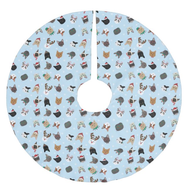Cat Christmas Pattern Brushed Polyester Tree Skirt (Front)