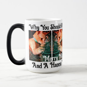 Cat Christmas Photo text customize Magic Mug