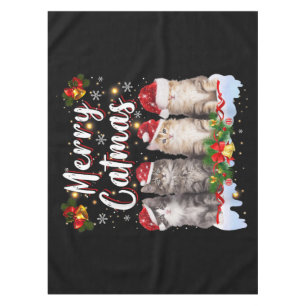Cat Christmas Santa Funny Merry Catmas Tablecloth