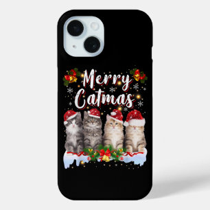Cat Christmas Santa Hat Funny Merry Catmas iPhone 15 Case