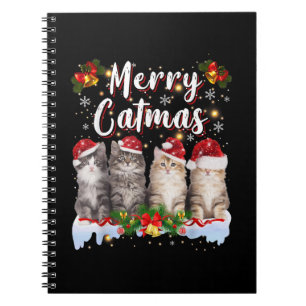 Cat Christmas Santa Hat Funny Merry Catmas Notebook