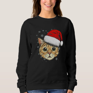 Cat Christmas Santa Hat Xmas Kids Boys Girls Sweatshirt