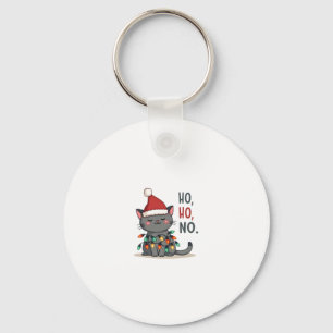 Cat Christmas Shirt Kids Funny Santa Cat Christmas Key Ring