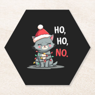 Cat Christmas Shirt Kids Funny Santa Cat Christmas Paper Coaster