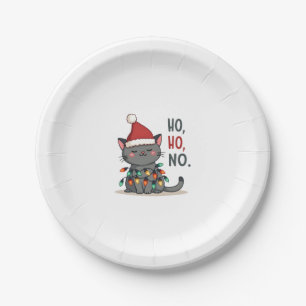 Cat Christmas Shirt Kids Funny Santa Cat Christmas Paper Plate