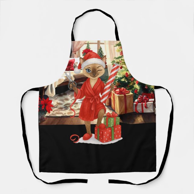 Cat Christmas Siamese cat  Apron (Front)