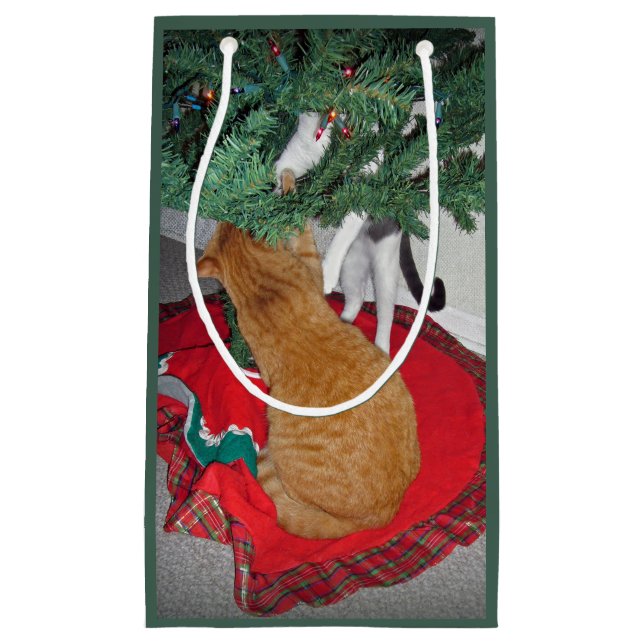 Cat Christmas Small Gift Bag (Front)