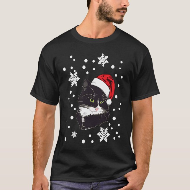 cat christmas snow  idea winter snowflake T-Shirt (Front)