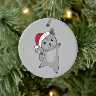 Cat Christmas Snow Winter Animals Cats Ceramic Orn Tree Decoration
