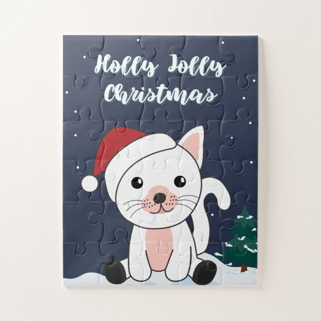 Cat Christmas Snow Winter Animals Cats Jigsaw Puzz Puzzle (Vertical)
