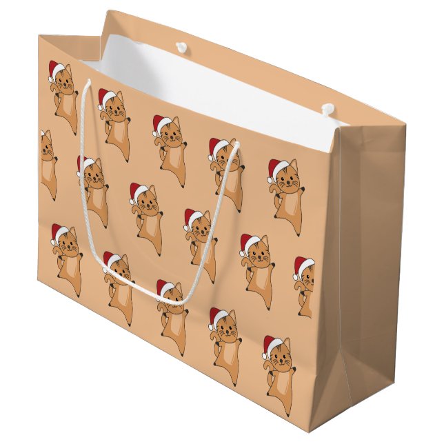 Cat Christmas Snow Winter Animals Cats Large Gift  Bag (Front Angled)