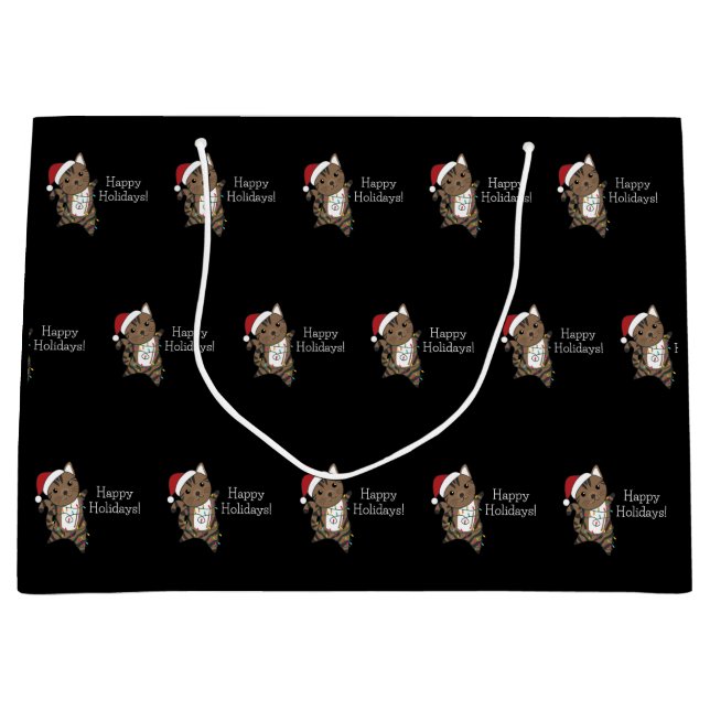 Cat Christmas Snow Winter Animals Cats Large Gift Bag (Front)
