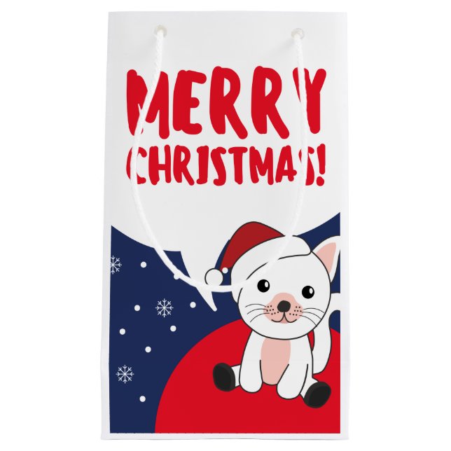 Cat Christmas Snow Winter Animals Cats Small Gift  Bag (Front)