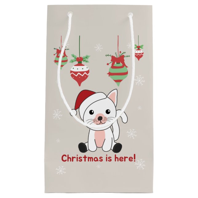Cat Christmas Snow Winter Animals Cats Small Gift  Bag (Front)