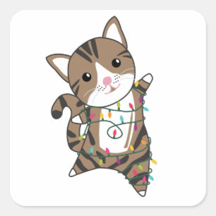 Cat Christmas Snow Winter Animals Cats Square Sticker
