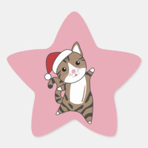 Cat Christmas Snow Winter Animals Cats Star Sticke Sticker