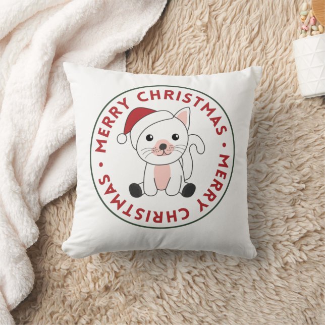 Cat Christmas Snow Winter Animals Cats Throw Pillo Cushion (Blanket)