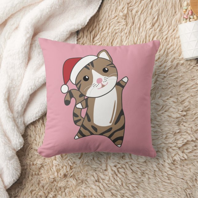 Cat Christmas Snow Winter Animals Cats Throw Pillo Cushion (Blanket)