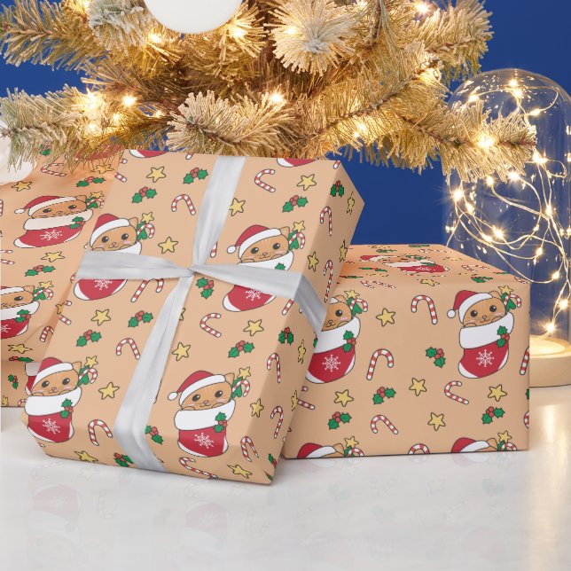 Cat Christmas Snow Winter Animals Cats Wrapping Paper (Holidays)
