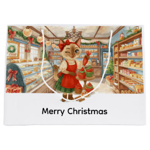 Cat Christmas themed Bakery Shop Large Gift Bag