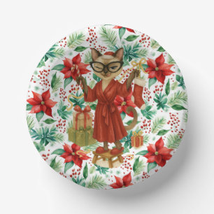 Cat Christmas themed for Siamese Cat Lovers Paper Plate