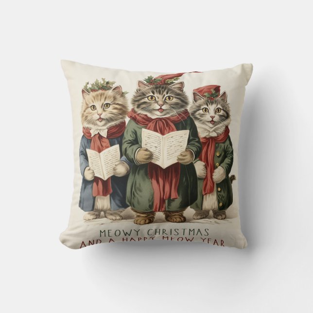 Cat Christmas Throw Pillow (Front)