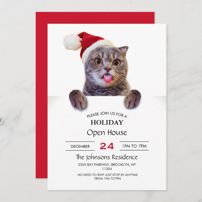 Cat Christmas Tongue         Invitation (Front/Back)