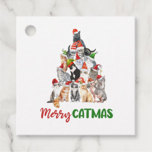 Cat Christmas Tree Cat Lover Christmas Holiday Favour Tags
