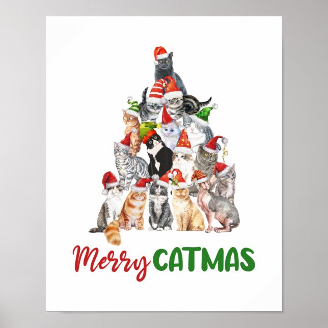 Cat Christmas Tree Cat Lover Christmas Holiday  Poster (Front)