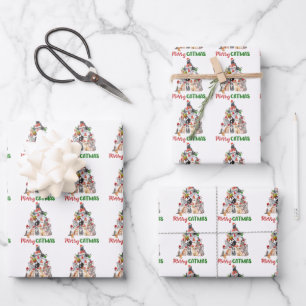 Cat Christmas Tree Cat Lover Christmas Holiday  Wrapping Paper Sheet