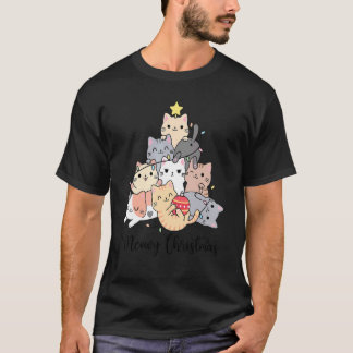 Cat Christmas Tree Catmas Xmas Kids Girls Boys Cat T-Shirt