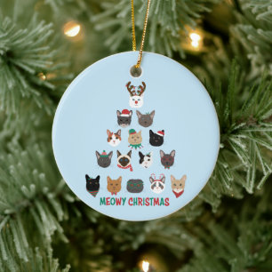 Cat Christmas Tree Ceramic Tree Decoration