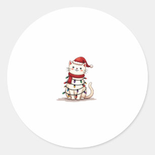 Cat Christmas Tree Christmas (1) Classic Round Sticker