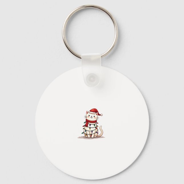 Cat Christmas Tree Christmas (1) Key Ring (Front)