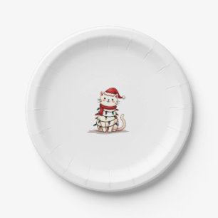 Cat Christmas Tree Christmas (1) Paper Plate