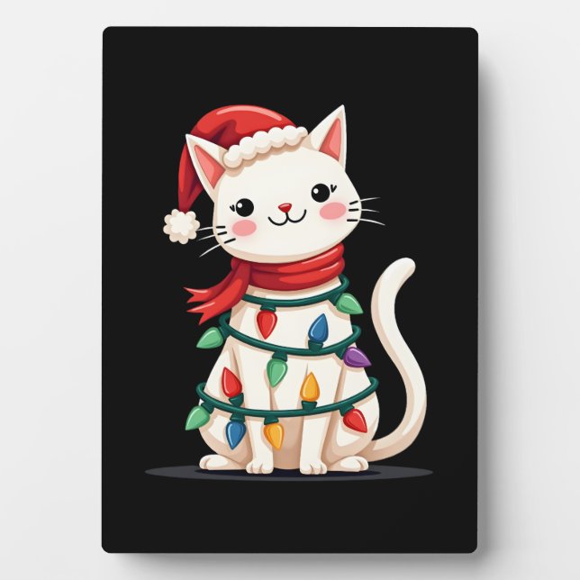 Cat Christmas Tree Christmas (1) Plaque (Front)