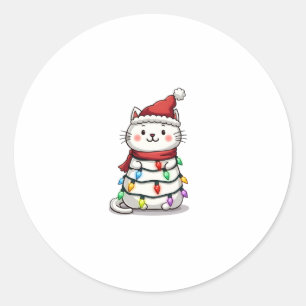 Cat Christmas Tree Christmas (2) Classic Round Sticker