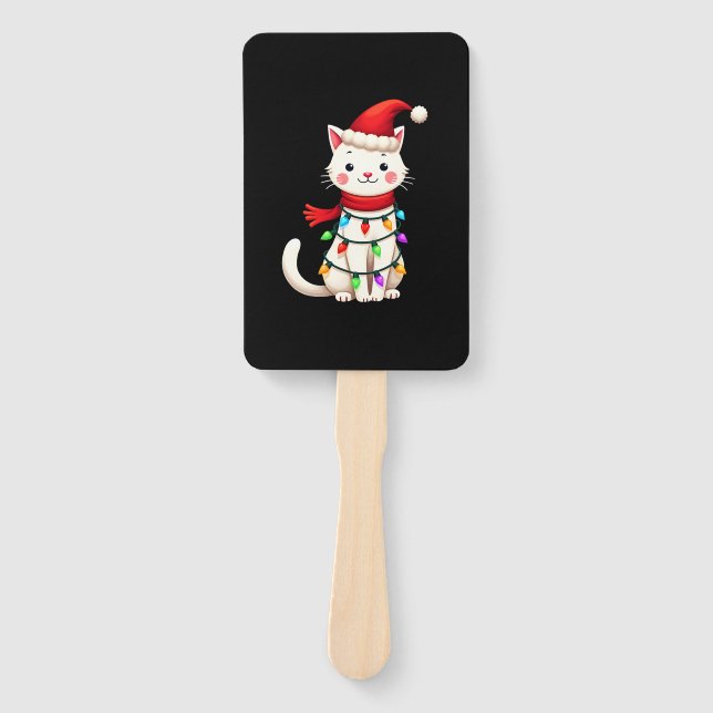 Cat Christmas Tree Christmas (2) Hand Fan (Front)