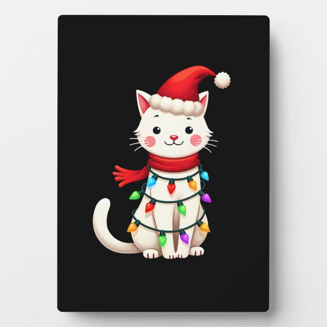 Cat Christmas Tree Christmas (2) Plaque (Front)