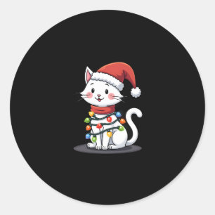 Cat Christmas Tree Christmas (3) Classic Round Sticker