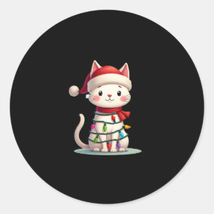 Cat Christmas Tree Christmas (3) Classic Round Sticker