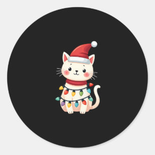 Cat Christmas Tree Christmas (4) Classic Round Sticker